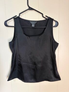 Black Satin Scoop Neck Tank Top